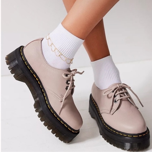 Dr. Martens Shoes - Dr. Martens 1461 II Pisa Leather Platform Lace Up Shoes in Vintage Taupe 38 (8)